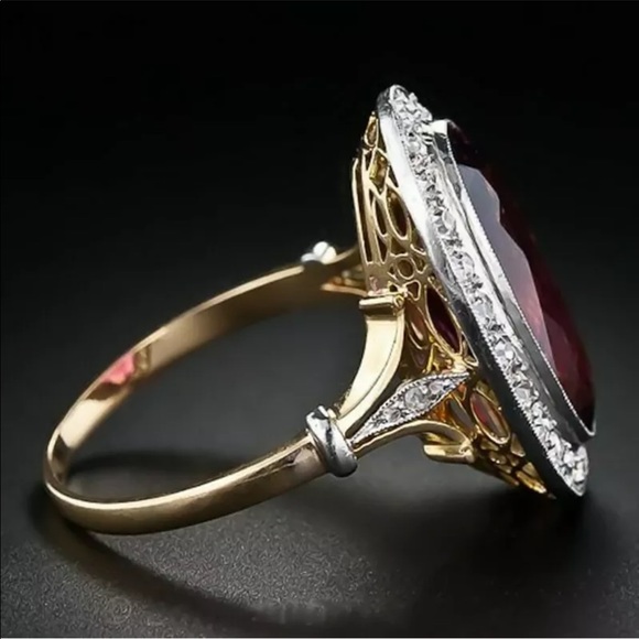New 18k Gold Oval Cut Ruby Women Wedding Ring - Picture 4 of 6